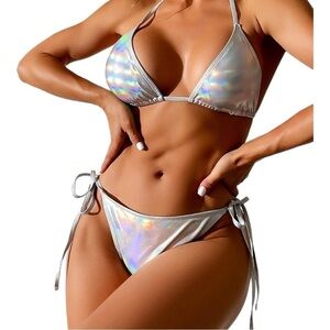 Triangle Top Metallic String Bikini NWT
